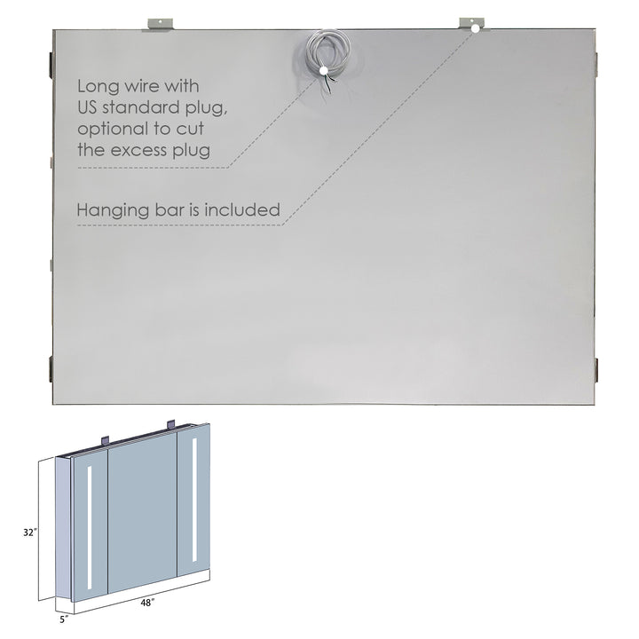Catola Rectangle Frameless Surface-Mount/Recessed LED Lighted Bathroom Medicine Cabinet
