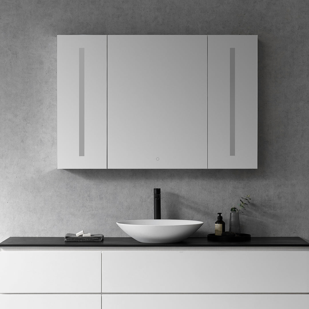 Catola Rectangle Frameless Surface-Mount/Recessed LED Lighted Bathroom Medicine Cabinet