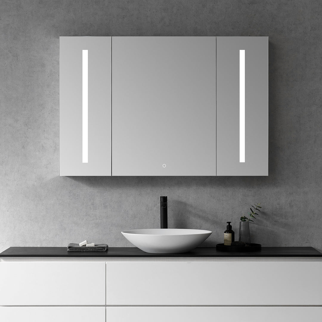 Catola Rectangle Frameless Surface-Mount/Recessed LED Lighted Bathroom Medicine Cabinet