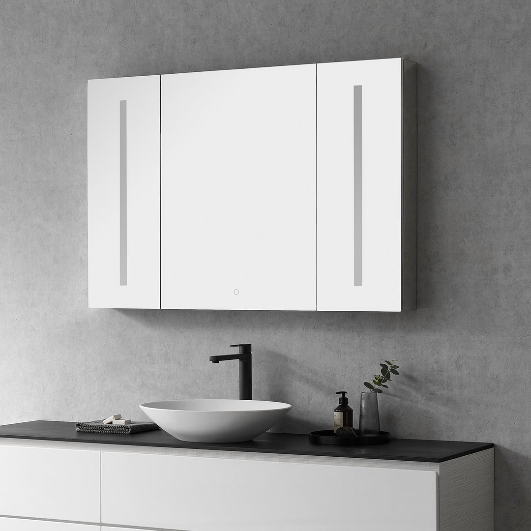 Catola Rectangle Frameless Surface-Mount/Recessed LED Lighted Bathroom Medicine Cabinet