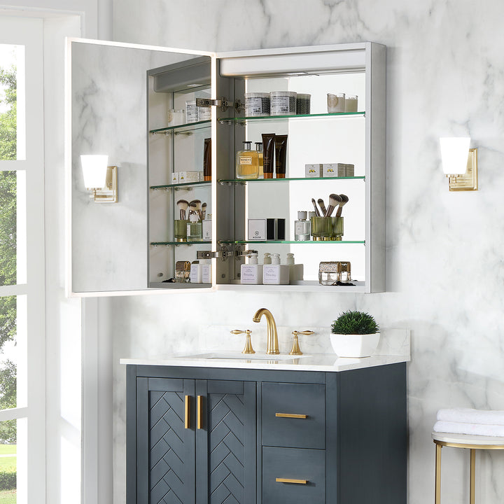 Bojano Rectangle Frameless Surface-Mount/Recessed LED Lighted Bathroom Medicine Cabinet