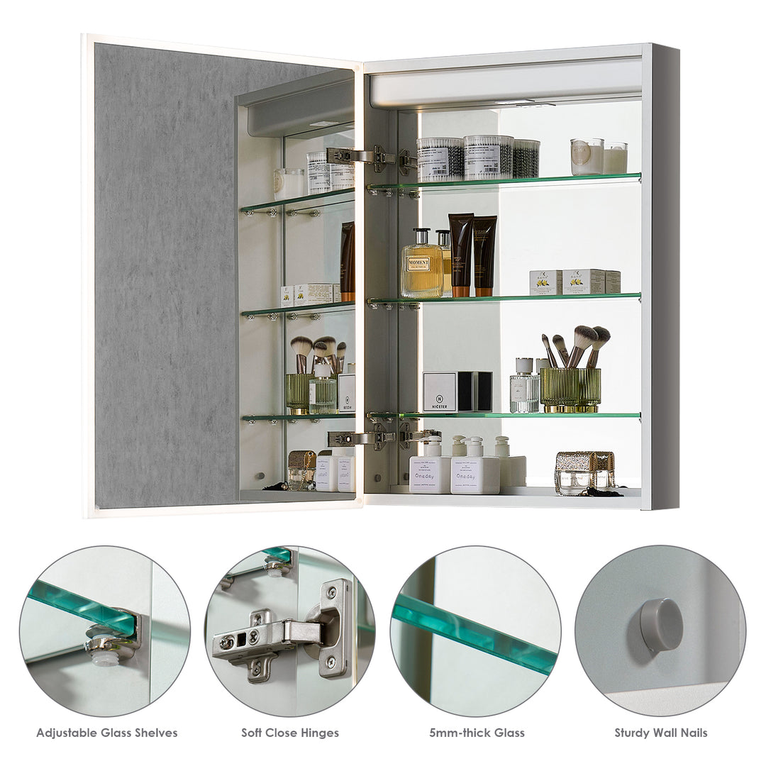 Bojano Rectangle Frameless Surface-Mount/Recessed LED Lighted Bathroom Medicine Cabinet