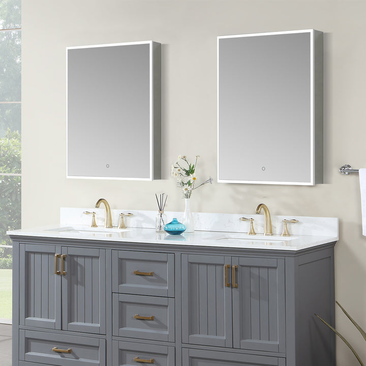 Bojano Rectangle Frameless Surface-Mount/Recessed LED Lighted Bathroom Medicine Cabinet
