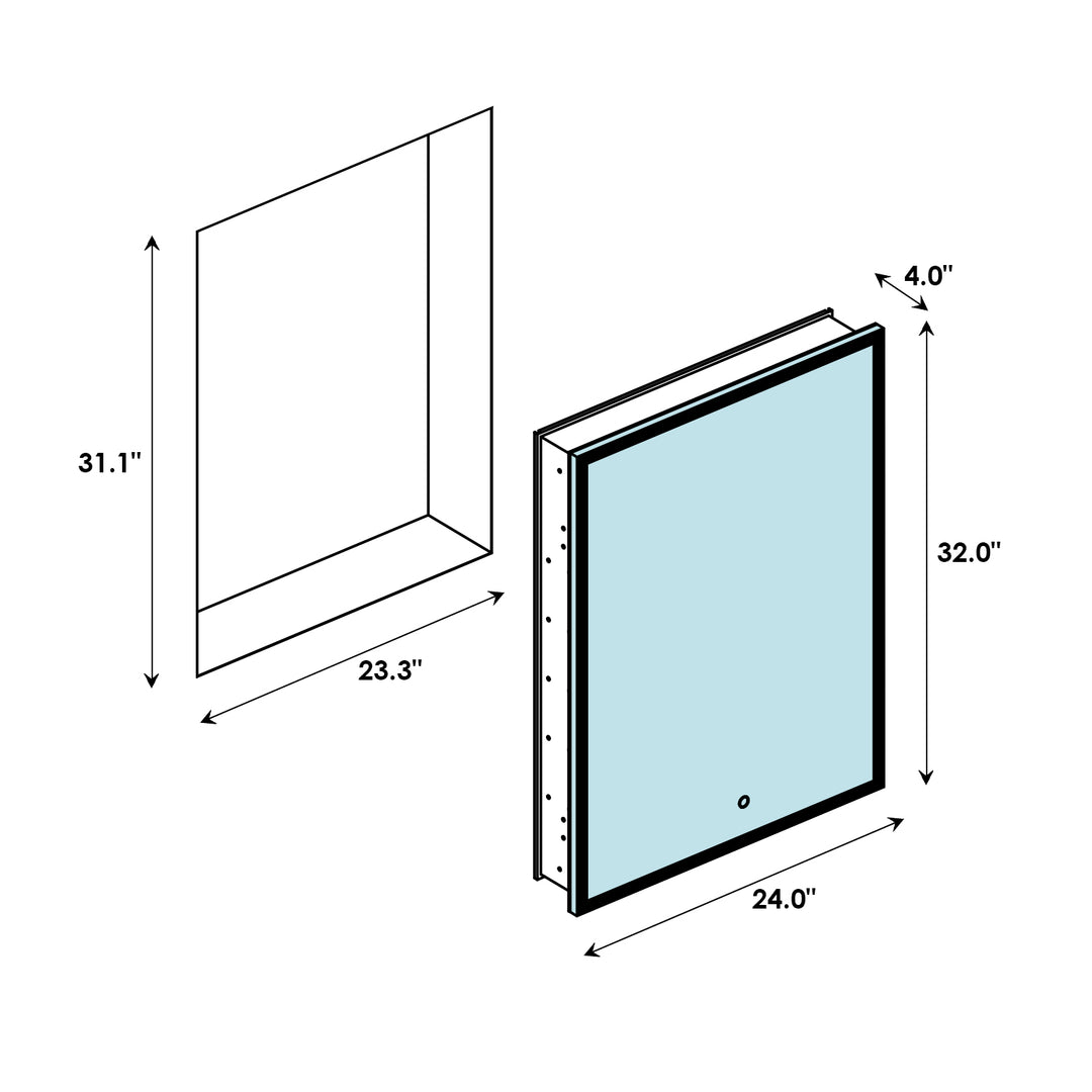 Bojano Rectangle Frameless Surface-Mount/Recessed LED Lighted Bathroom Medicine Cabinet