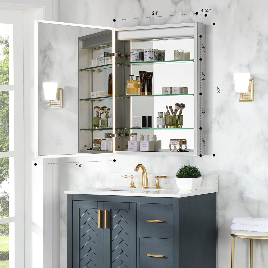 Bojano Rectangle Frameless Surface-Mount/Recessed LED Lighted Bathroom Medicine Cabinet