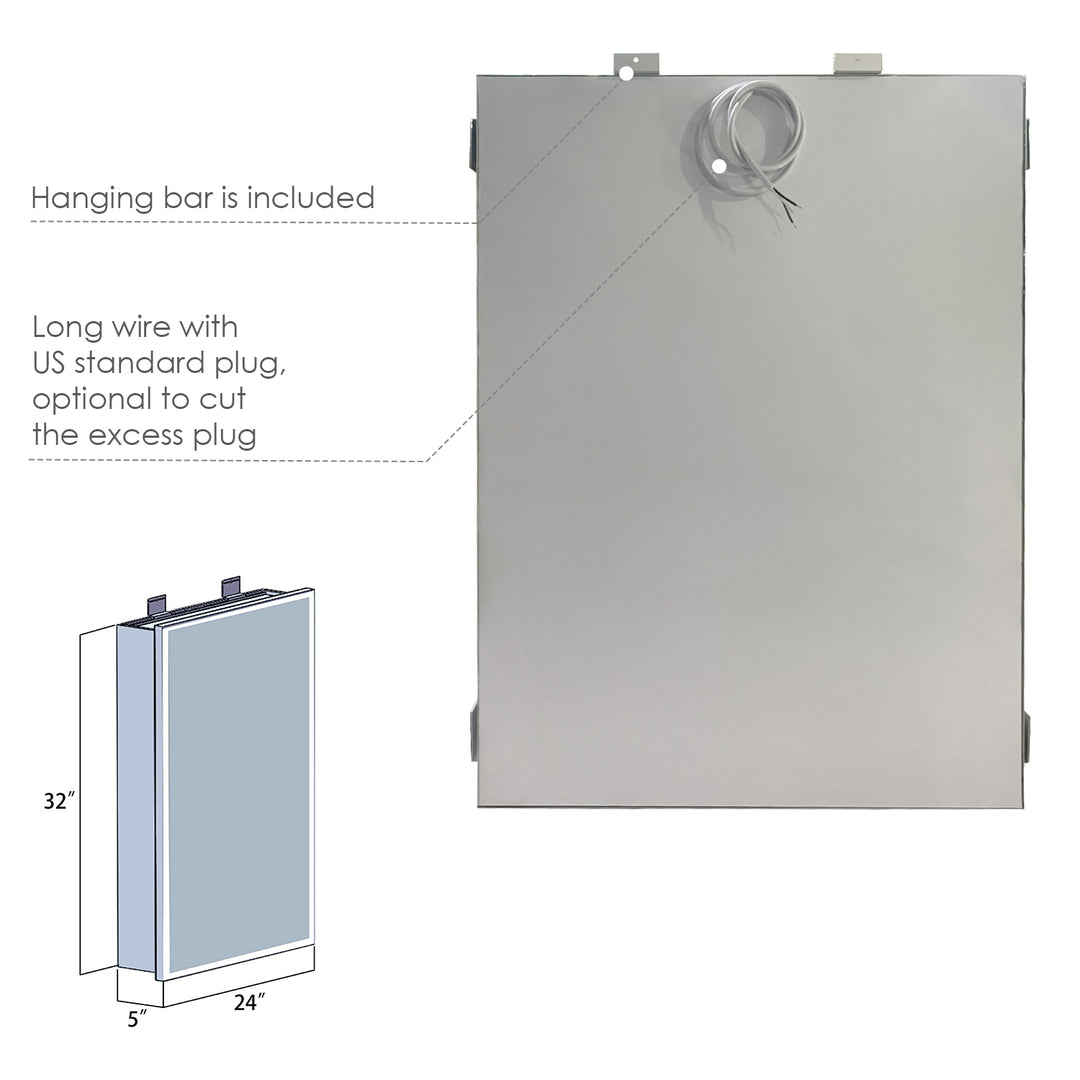Bojano Rectangle Frameless Surface-Mount/Recessed LED Lighted Bathroom Medicine Cabinet