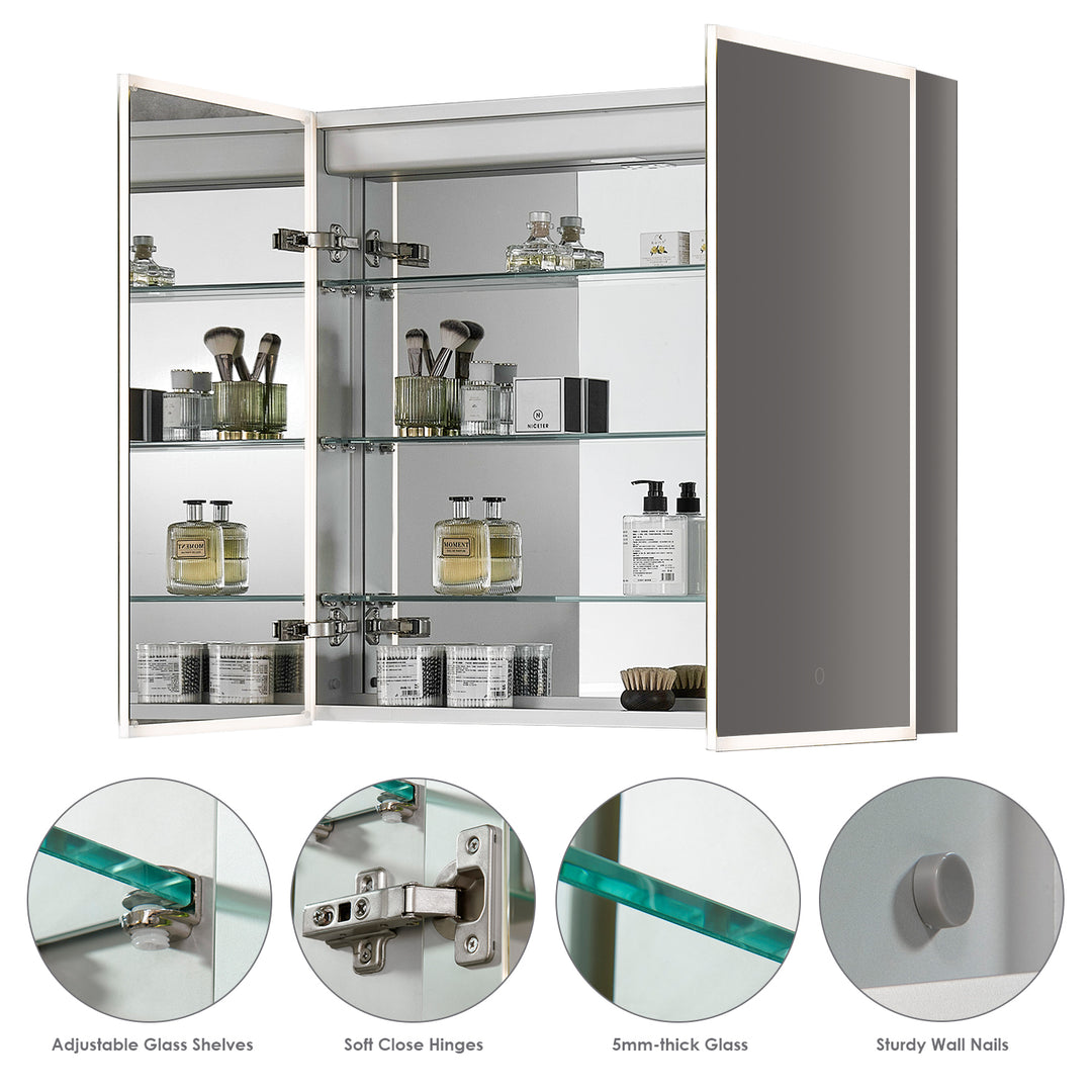 Bojano Rectangle Frameless Surface-Mount/Recessed LED Lighted Bathroom Medicine Cabinet