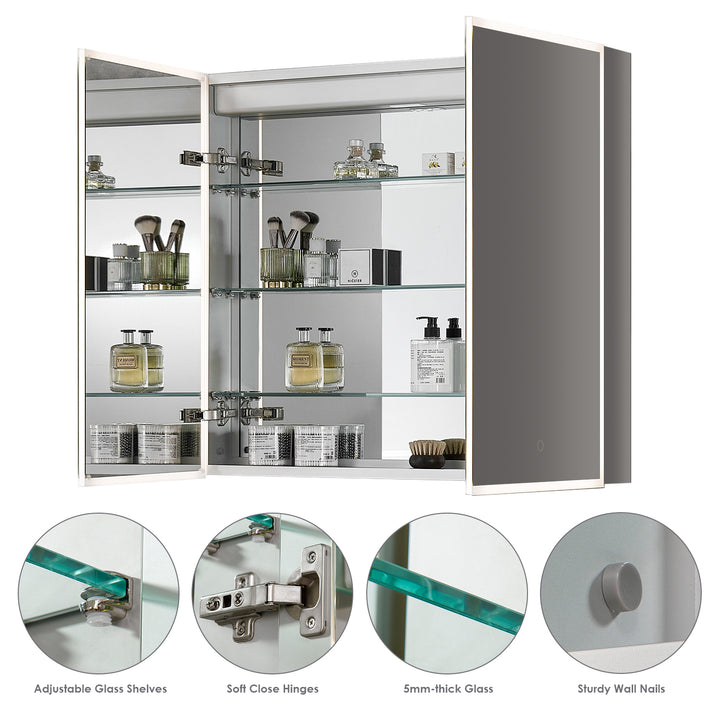Bojano Rectangle Frameless Surface-Mount/Recessed LED Lighted Bathroom Medicine Cabinet