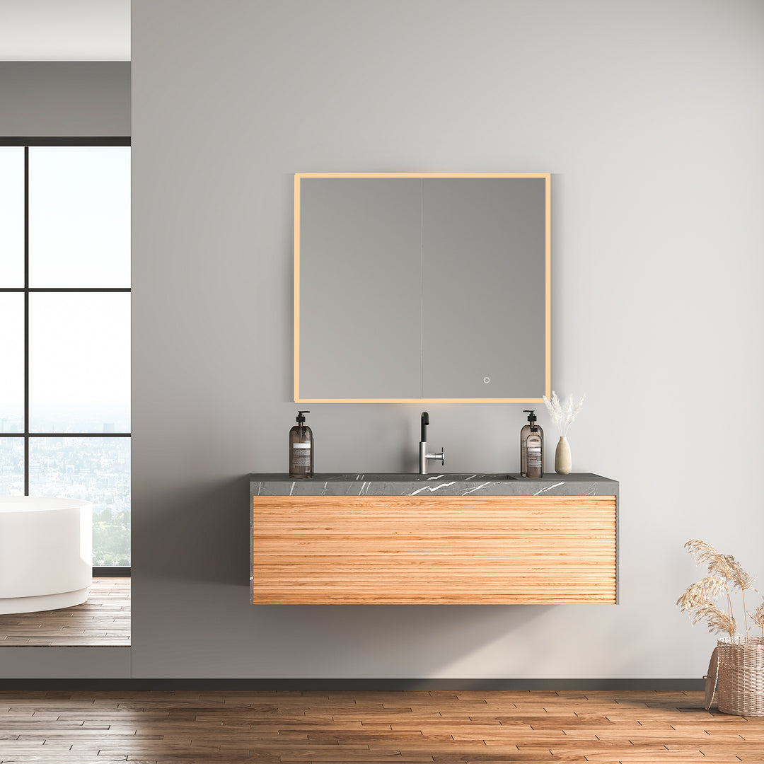 Bojano Rectangle Frameless Surface-Mount/Recessed LED Lighted Bathroom Medicine Cabinet