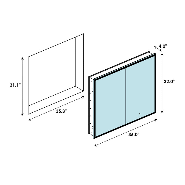 Bojano Rectangle Frameless Surface-Mount/Recessed LED Lighted Bathroom Medicine Cabinet