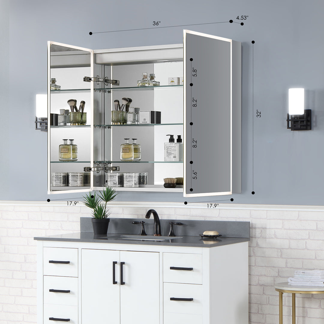 Bojano Rectangle Frameless Surface-Mount/Recessed LED Lighted Bathroom Medicine Cabinet