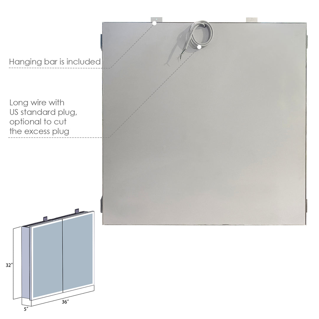 Bojano Rectangle Frameless Surface-Mount/Recessed LED Lighted Bathroom Medicine Cabinet