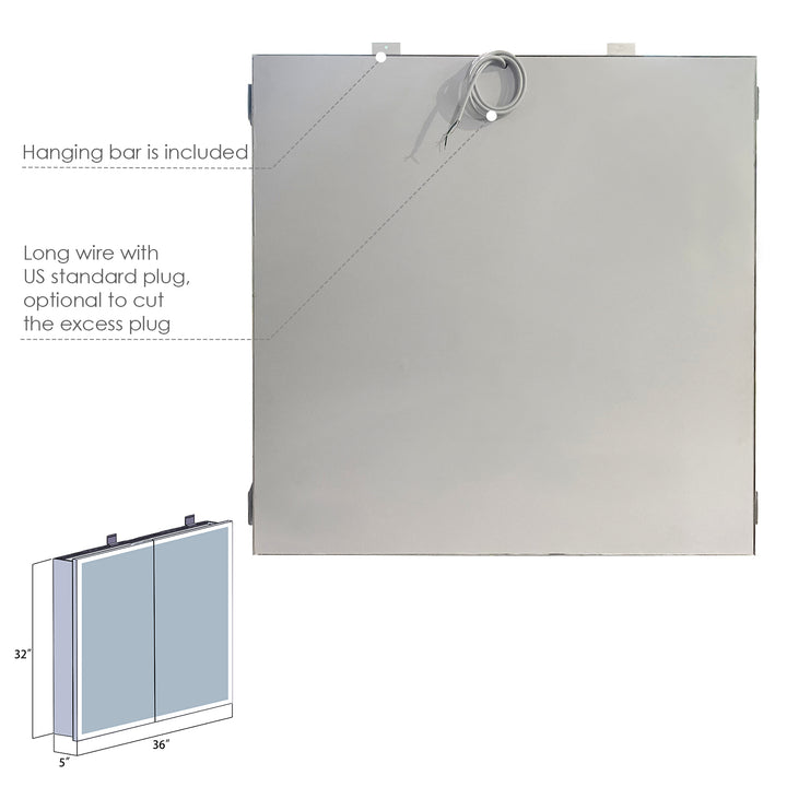 Bojano Rectangle Frameless Surface-Mount/Recessed LED Lighted Bathroom Medicine Cabinet