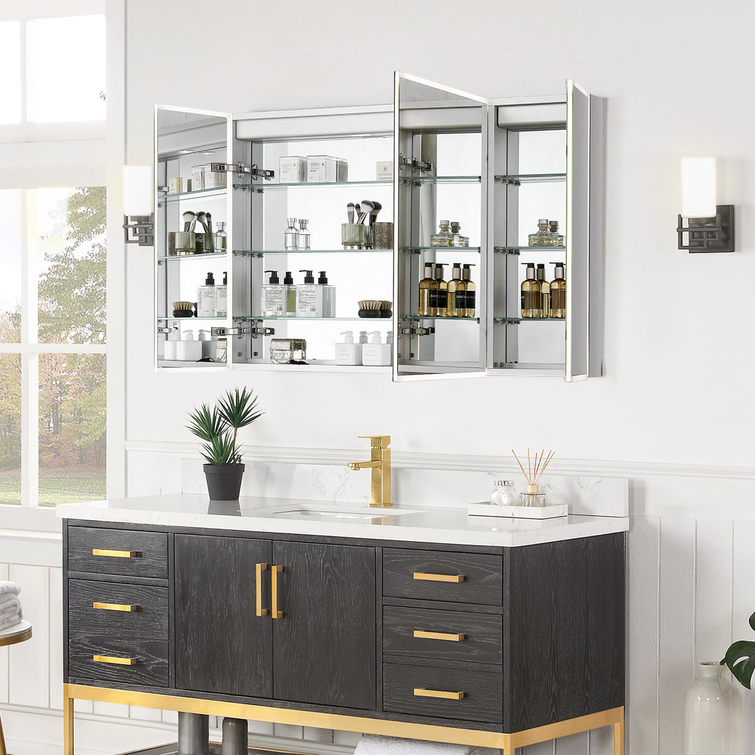 Bojano Rectangle Frameless Surface-Mount/Recessed LED Lighted Bathroom Medicine Cabinet