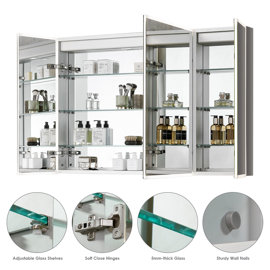 Bojano Rectangle Frameless Surface-Mount/Recessed LED Lighted Bathroom Medicine Cabinet
