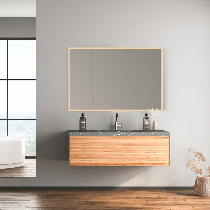 Bojano Rectangle Frameless Surface-Mount/Recessed LED Lighted Bathroom Medicine Cabinet