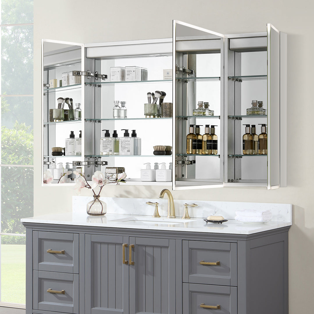 Bojano Rectangle Frameless Surface-Mount/Recessed LED Lighted Bathroom Medicine Cabinet