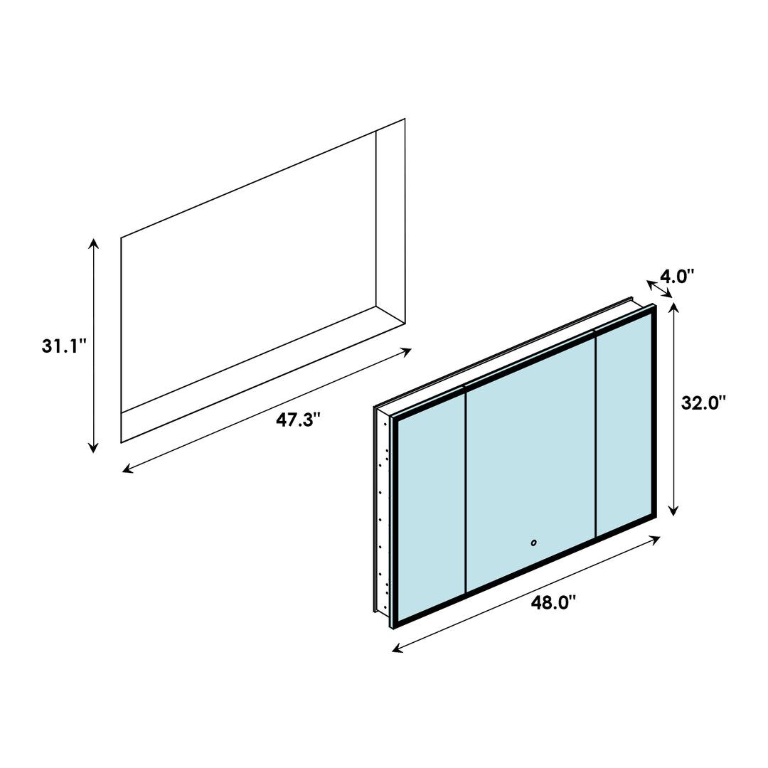 Bojano Rectangle Frameless Surface-Mount/Recessed LED Lighted Bathroom Medicine Cabinet