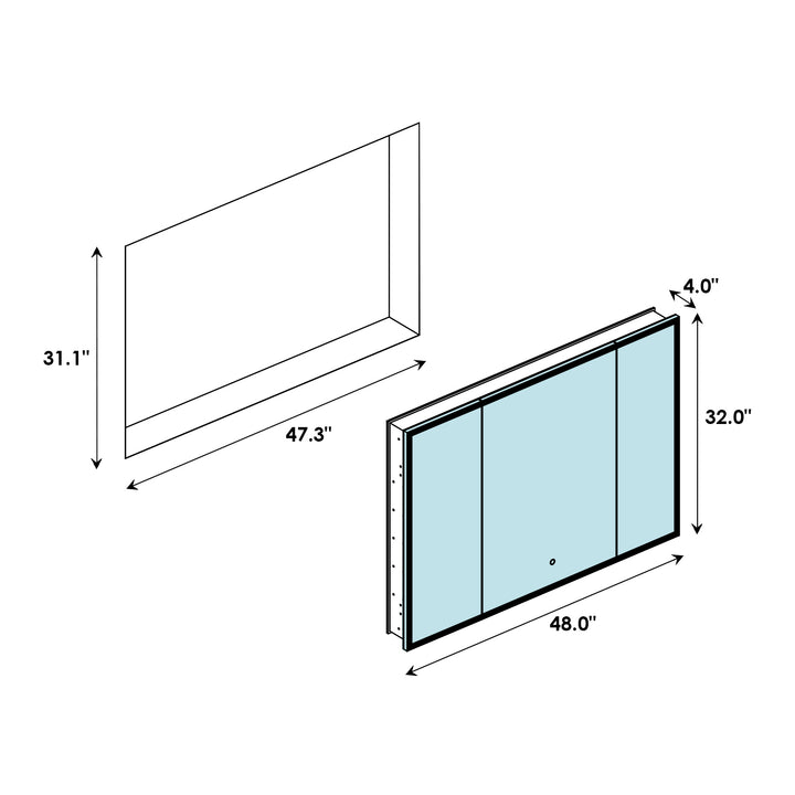 Bojano Rectangle Frameless Surface-Mount/Recessed LED Lighted Bathroom Medicine Cabinet