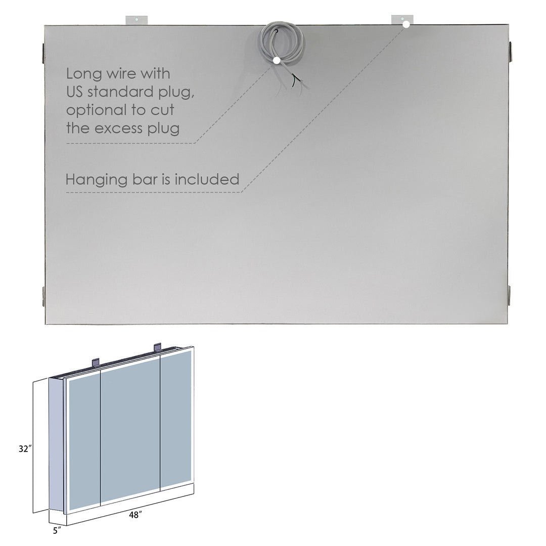 Bojano Rectangle Frameless Surface-Mount/Recessed LED Lighted Bathroom Medicine Cabinet