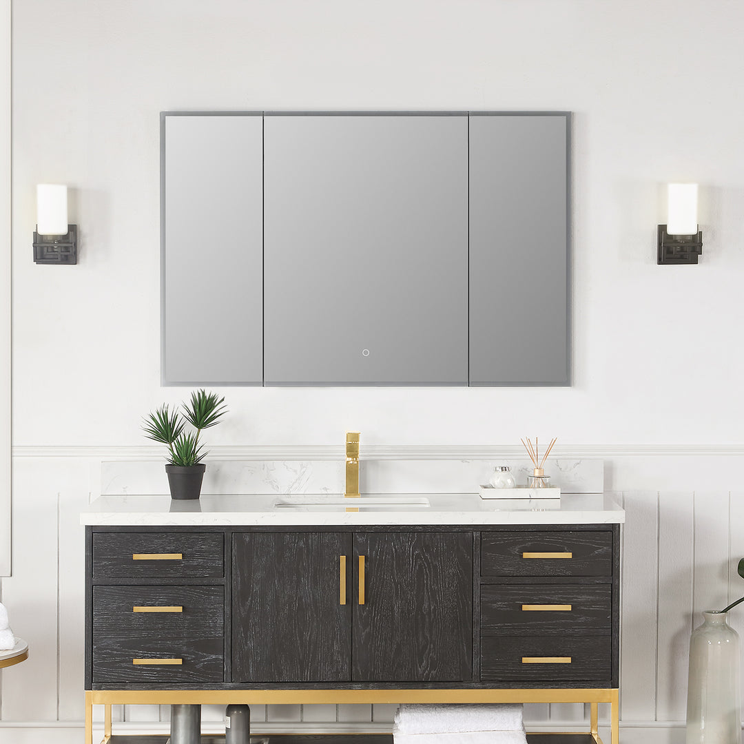 Bojano Rectangle Frameless Surface-Mount/Recessed LED Lighted Bathroom Medicine Cabinet