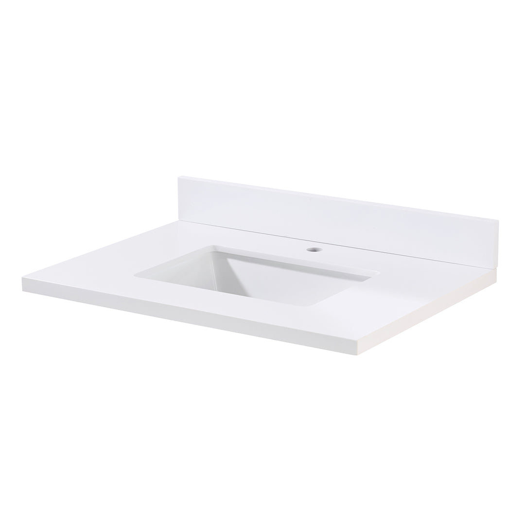 Caorle Composite Stone Vanity Top in Snow White with White Sink