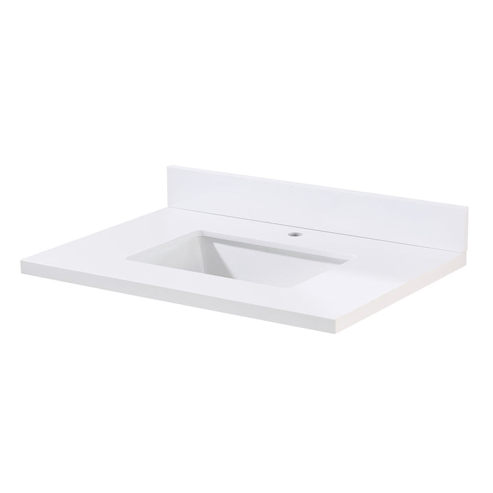 Caorle Composite Stone Vanity Top in Snow White with White Sink