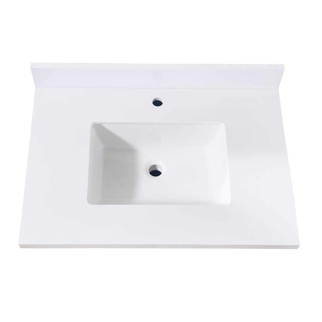 Caorle Composite Stone Vanity Top in Snow White with White Sink