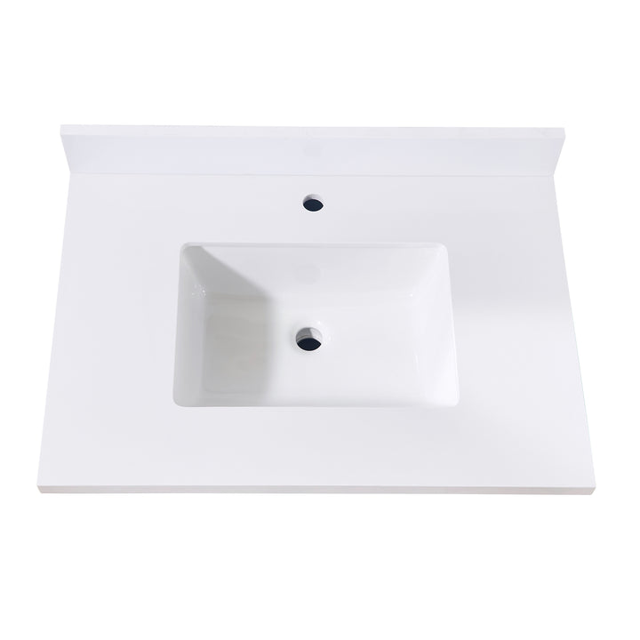 Caorle Composite Stone Vanity Top in Snow White with White Sink