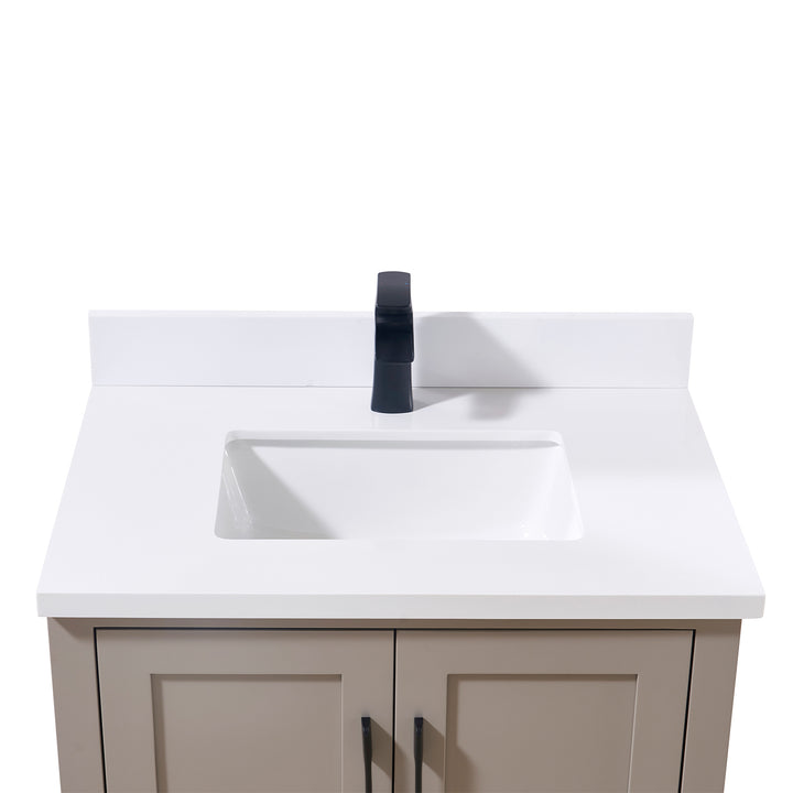 Caorle Composite Stone Vanity Top in Snow White with White Sink