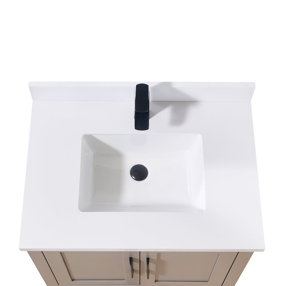 Caorle Composite Stone Vanity Top in Snow White with White Sink