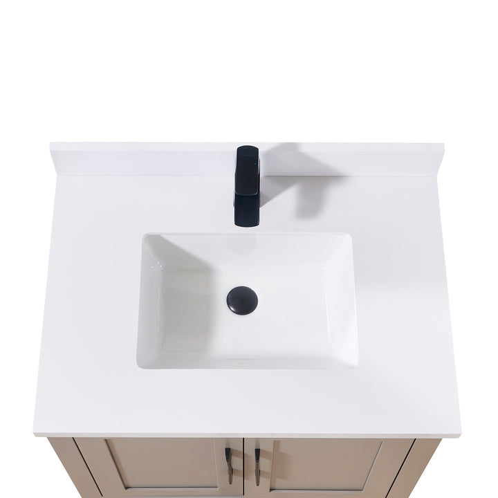 Caorle Composite Stone Vanity Top in Snow White with White Sink