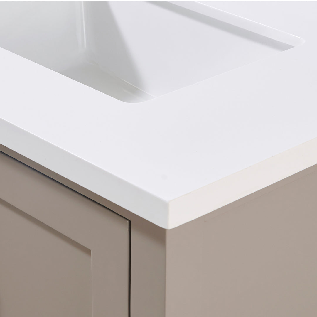 Caorle Composite Stone Vanity Top in Snow White with White Sink