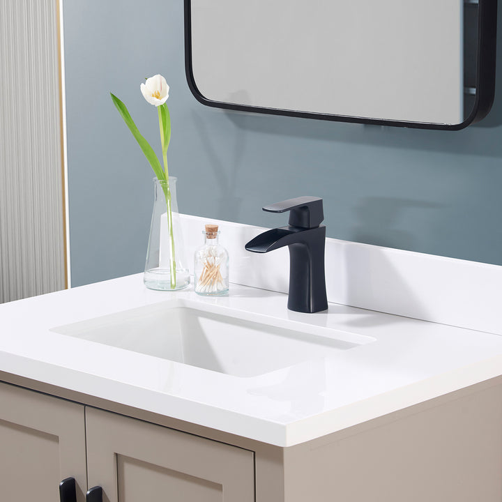 Caorle Composite Stone Vanity Top in Snow White with White Sink