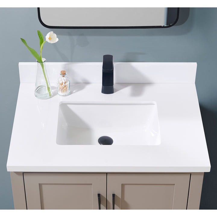 Caorle Composite Stone Vanity Top in Snow White with White Sink
