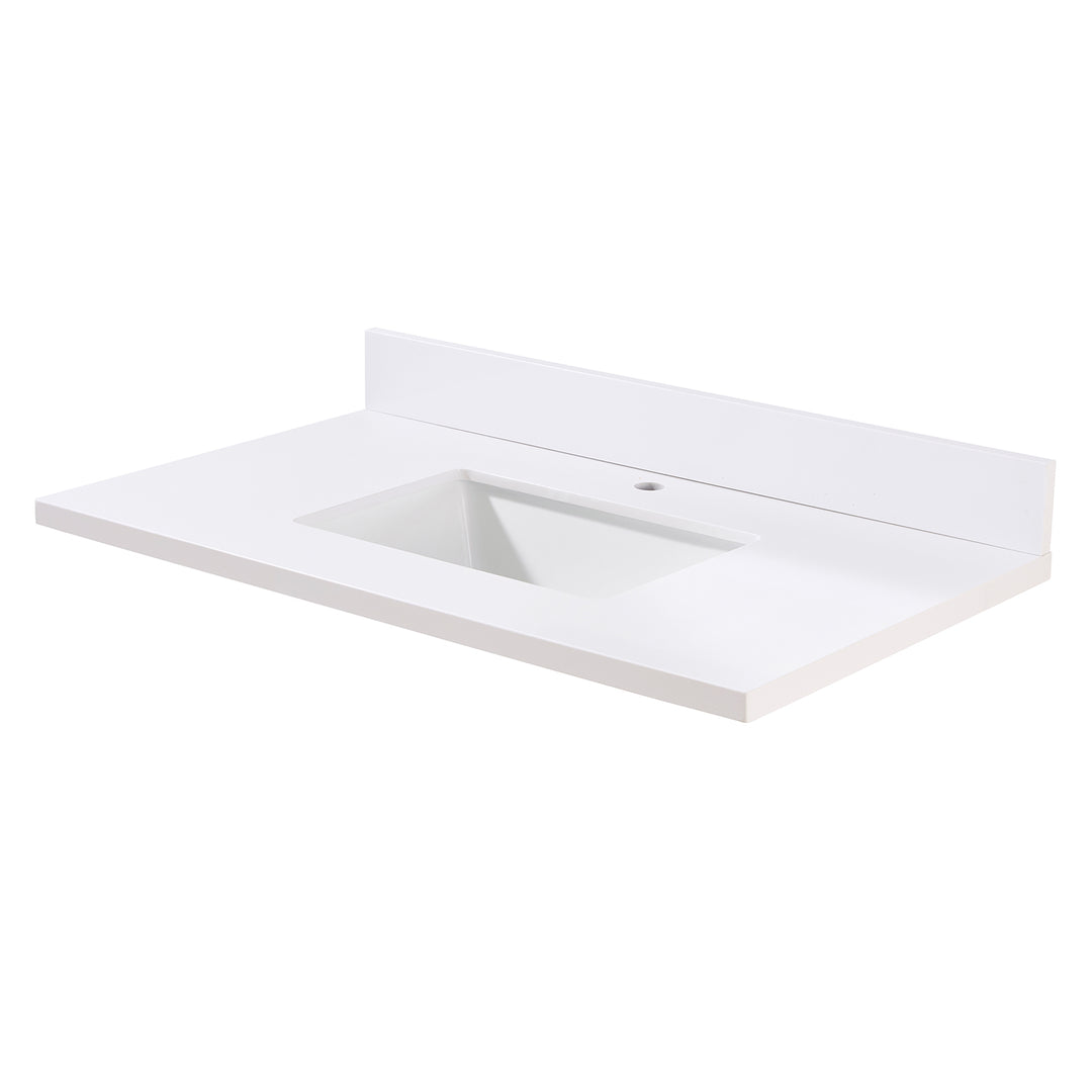 Caorle Composite Stone Vanity Top in Snow White with White Sink