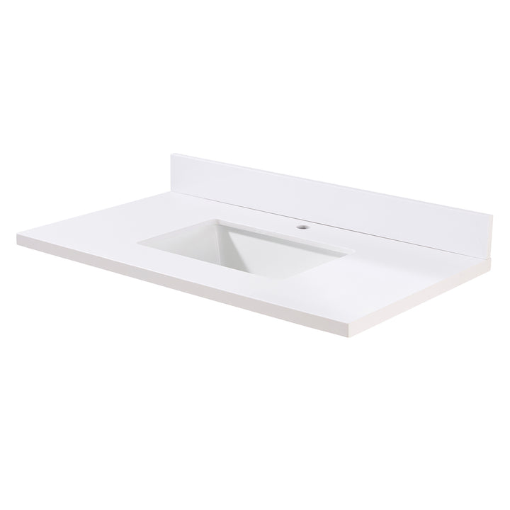 Caorle Composite Stone Vanity Top in Snow White with White Sink