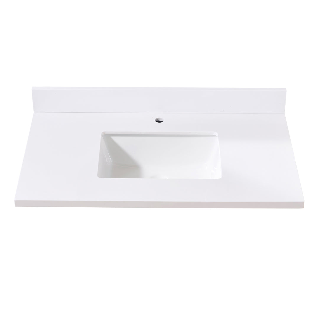 Caorle Composite Stone Vanity Top in Snow White with White Sink