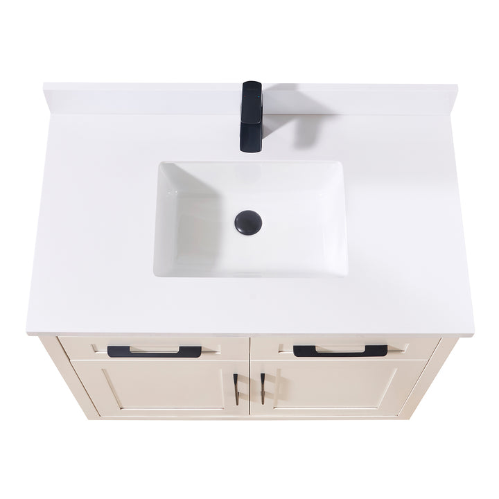 Caorle Composite Stone Vanity Top in Snow White with White Sink