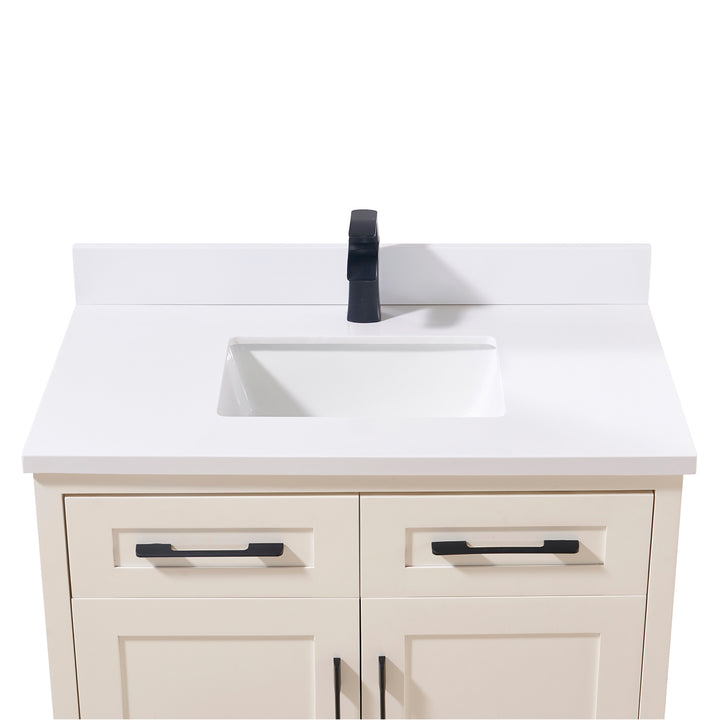 Caorle Composite Stone Vanity Top in Snow White with White Sink
