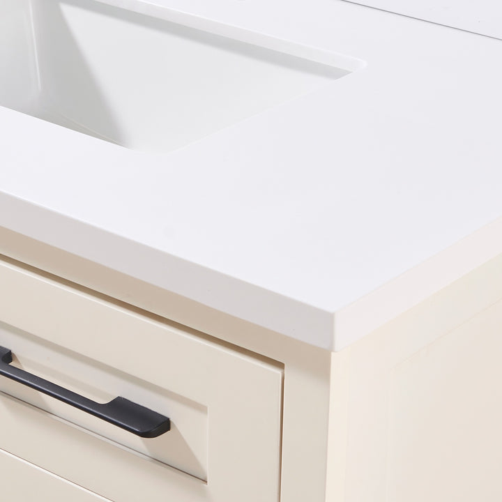 Caorle Composite Stone Vanity Top in Snow White with White Sink