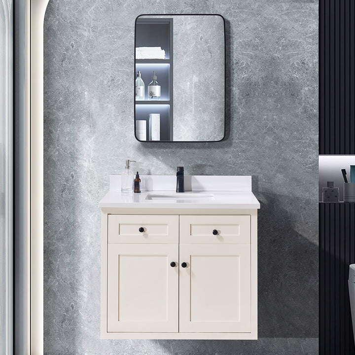 Caorle Composite Stone Vanity Top in Snow White with White Sink