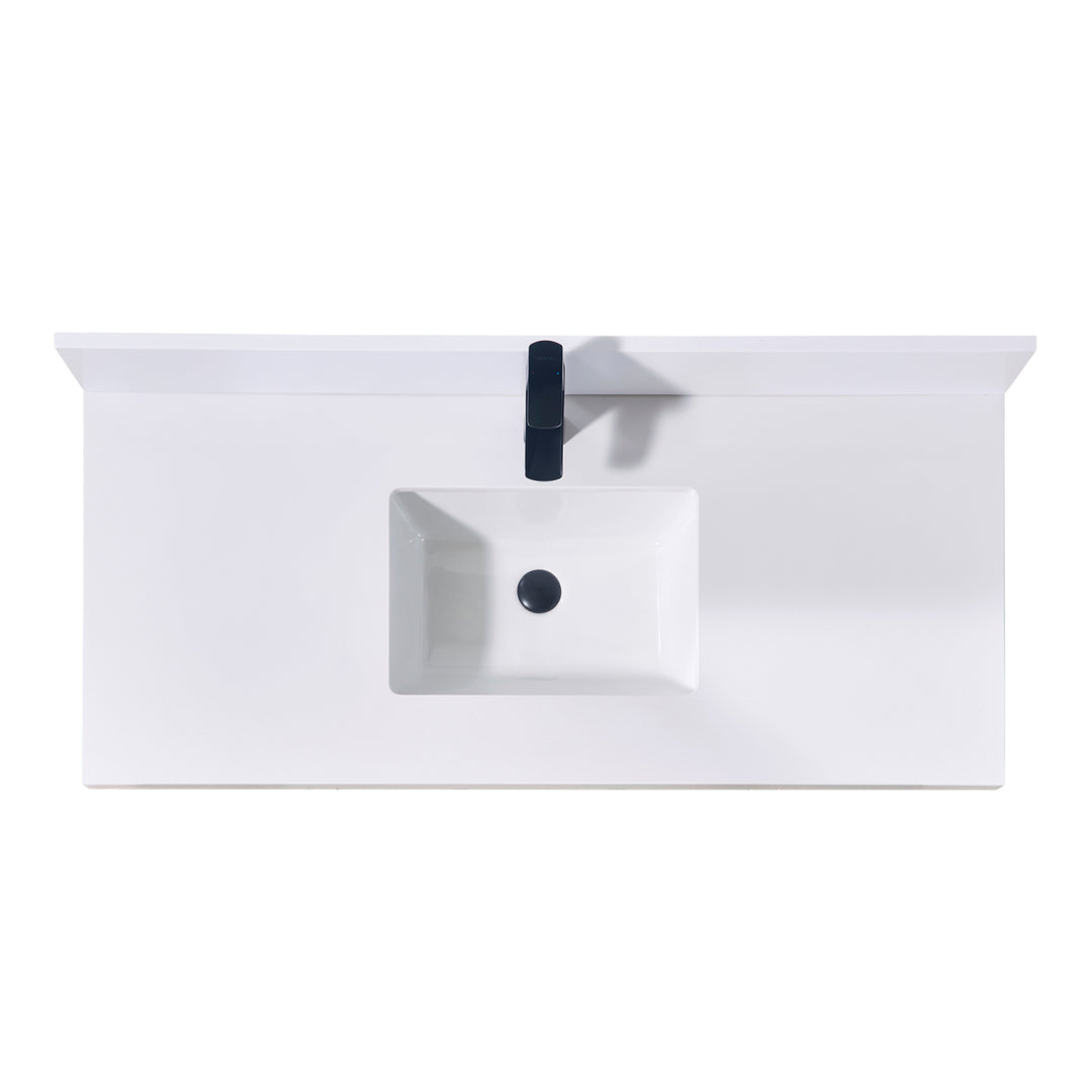 Caorle Composite Stone Vanity Top in Snow White with White Sink