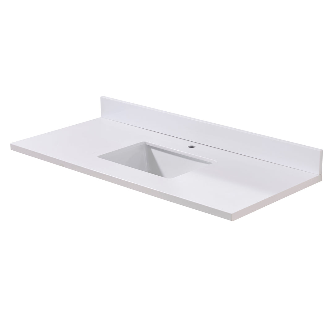 Caorle Composite Stone Vanity Top in Snow White with White Sink