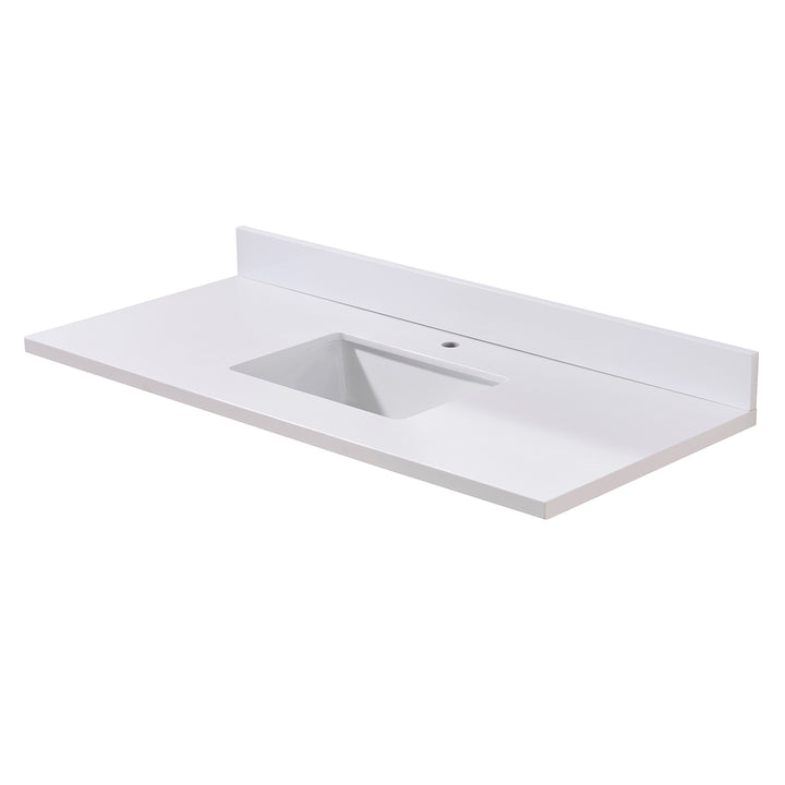 Caorle Composite Stone Vanity Top in Snow White with White Sink