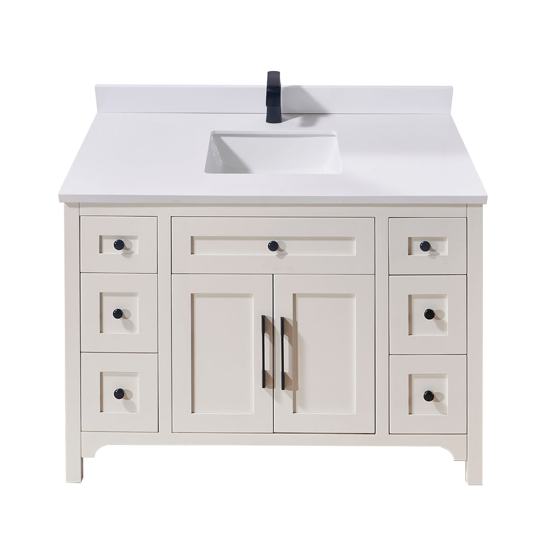 Caorle Composite Stone Vanity Top in Snow White with White Sink