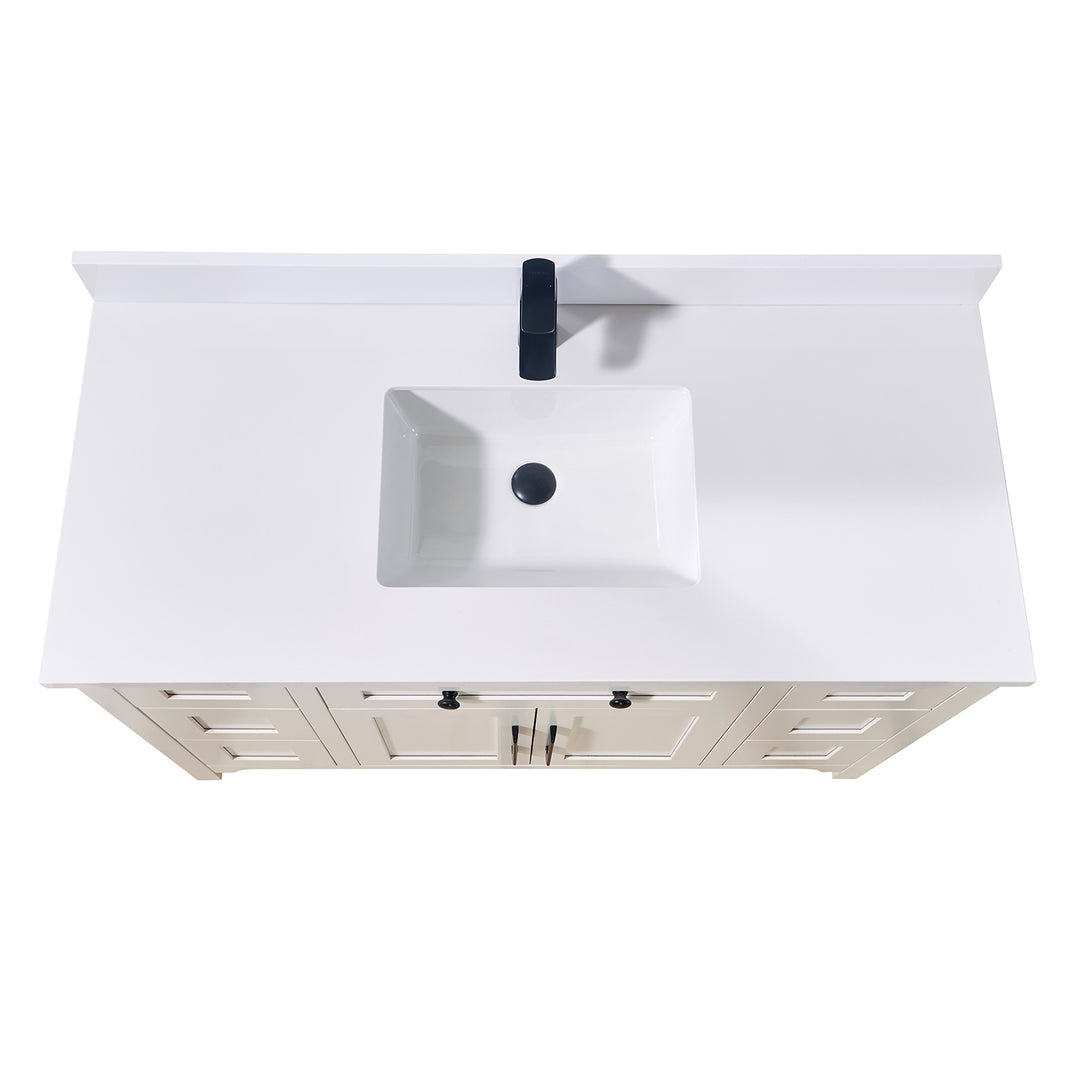Caorle Composite Stone Vanity Top in Snow White with White Sink