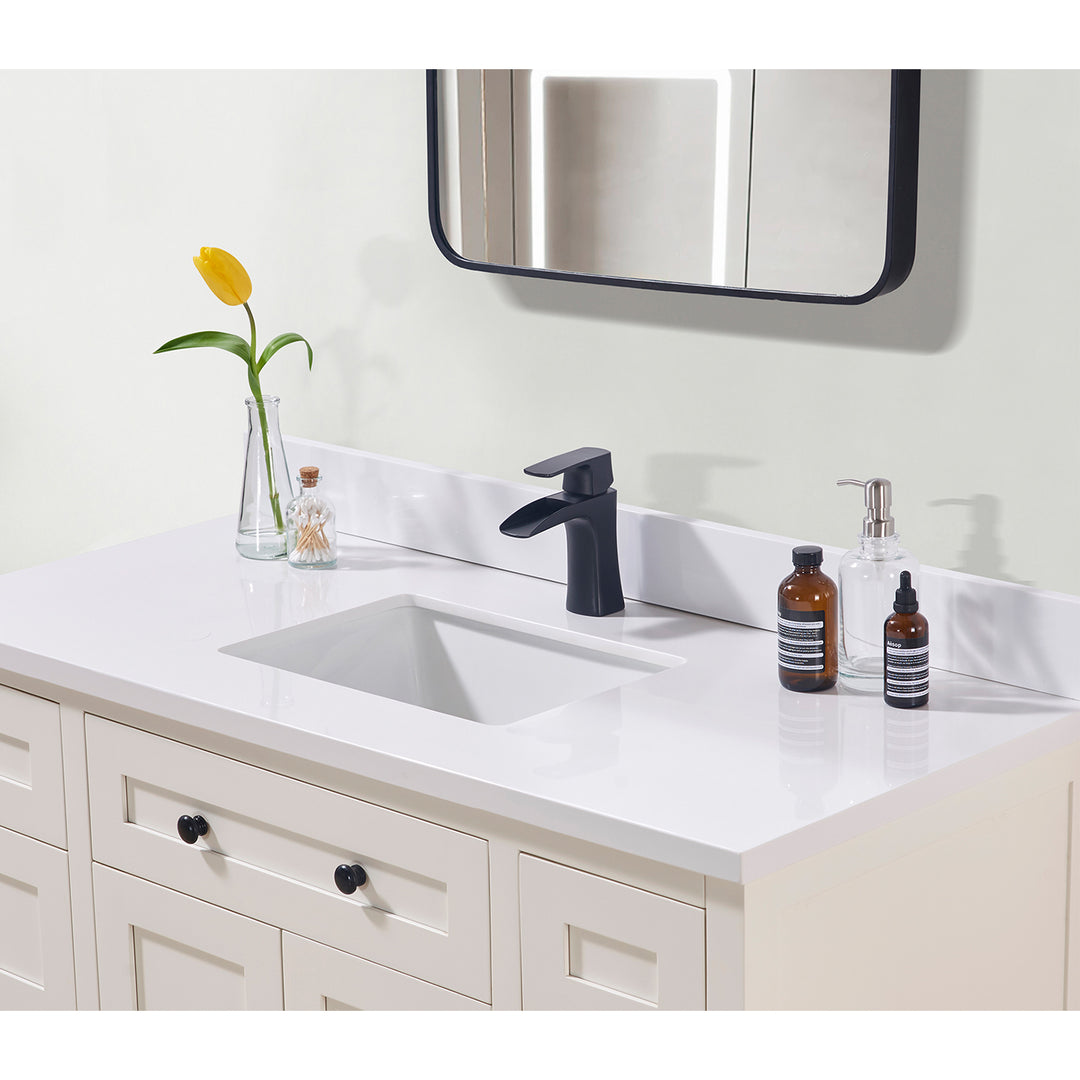 Caorle Composite Stone Vanity Top in Snow White with White Sink