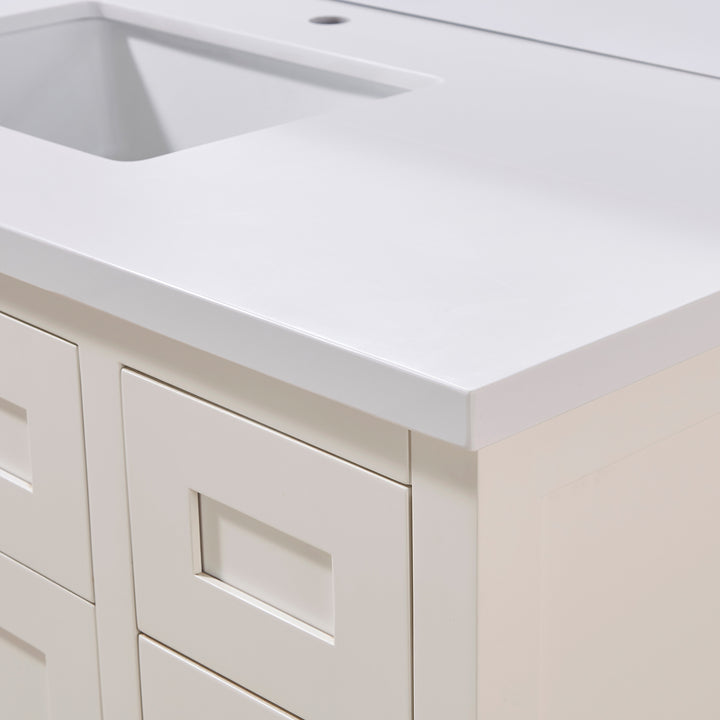 Caorle Composite Stone Vanity Top in Snow White with White Sink