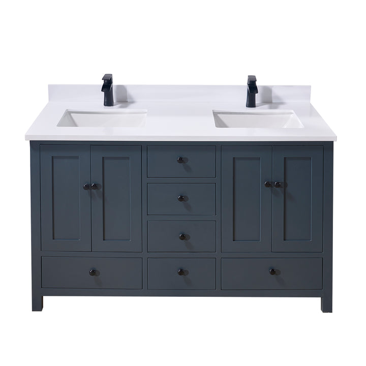 Caorle Composite Stone Vanity Top in Snow White with Double White Sink